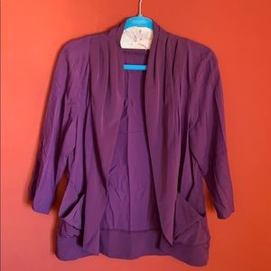 Purple Rayon Open Blazer Cardigan with pockets